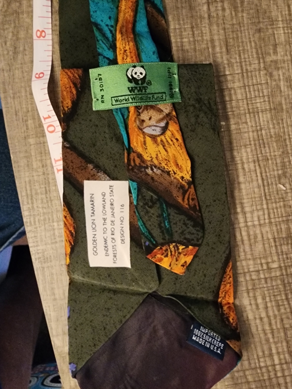 WWF Golden Lion Tamarin Printed Men's Tie - Green & Gold